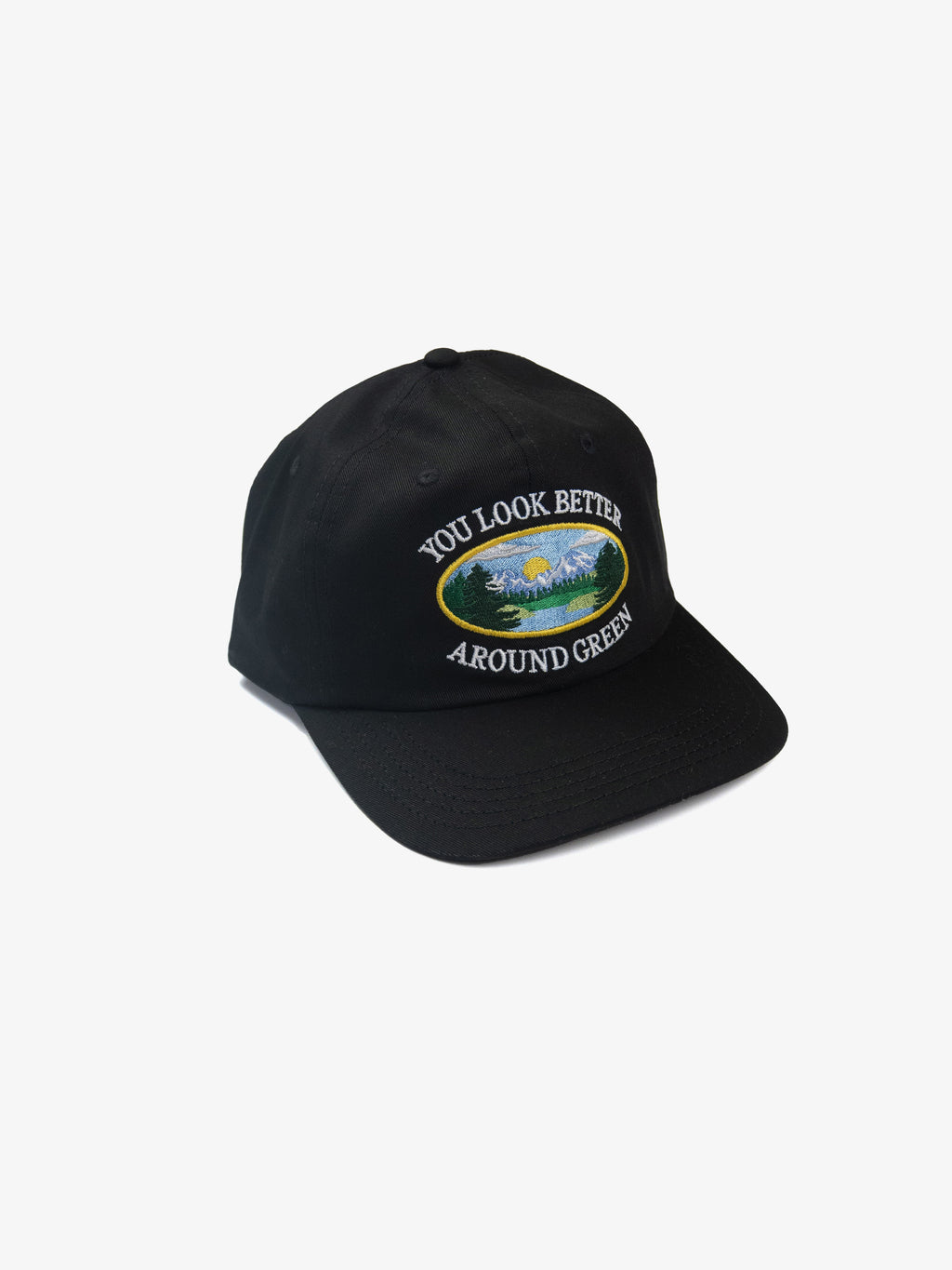 Casquette six panneaux « You Look Better Around Green »